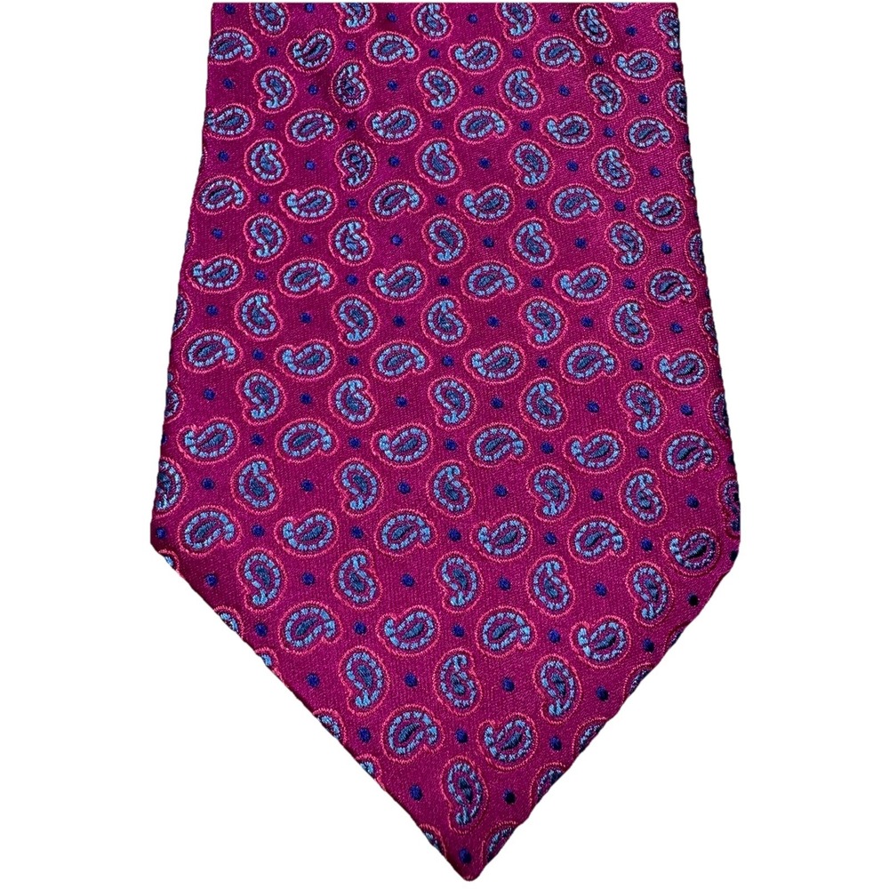 Ted Baker London Paisley Necktie Mens OS Pink 100% Italian Silk EUC Designer Tie
